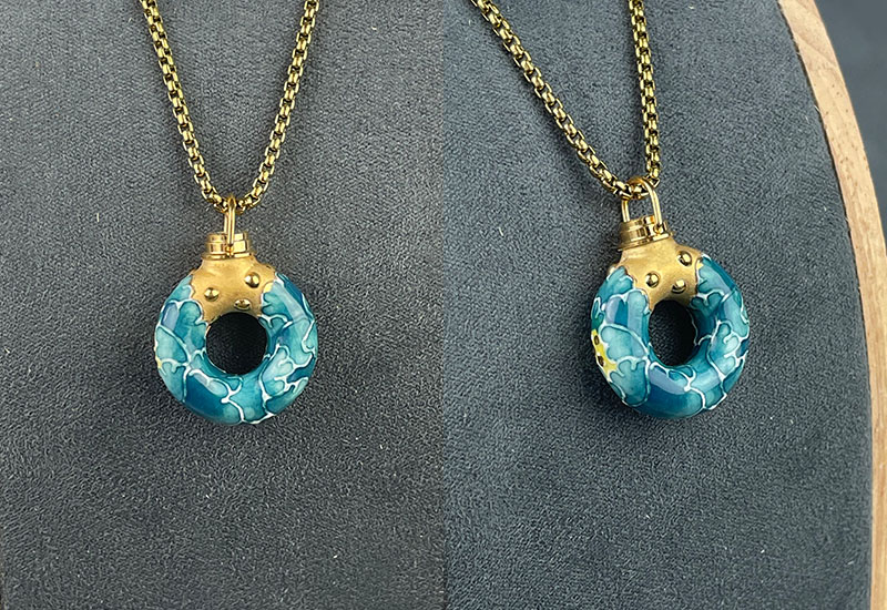 牡丹情緣香氛項鍊(墨綠)